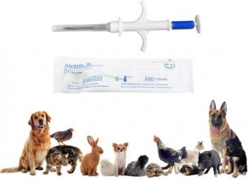 100pcs 1.4*8mm 134.2KHz RFID Animal Microchip Kit Pet Dog Injection with Syringe  Bioglass Chip for Pet Microchip Ear Tag FDX-B ISO 11784/11785 For Animal Management 