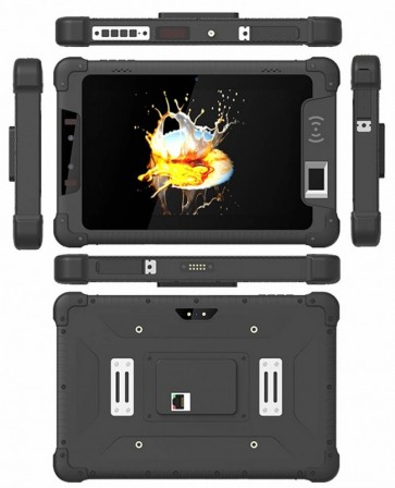 HR818 8inch Wateroroof Tablet Computer with NFC 2D Barcode UHF RFID Temperature Fingerprint Scanner Rugged Tablet PC