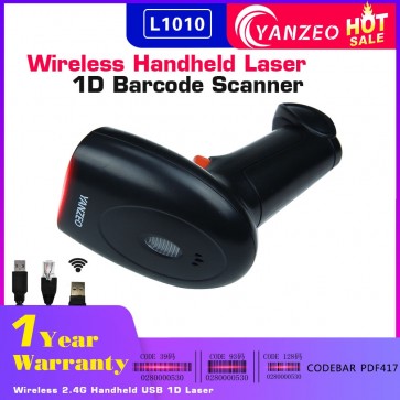 Yanzeo L1010 Wireless 1D Barcode Scanner 2.4G Handheld 1D Laser Barcode Scanner USB 2.4G Laser Bar Code Reader For POS System Warranty 12 Months