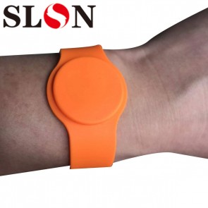 14443A  1K Adjustable Blue Orange Color Silicone Material  Wristband Rfid Bracelet Rfid Wristband