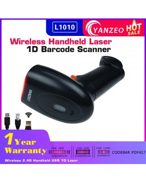 Yanzeo L1010 Wireless 1D Barcode Scanner 2.4G Handheld 1D Laser Barcode Scanner USB 2.4G Laser Bar Code Reader For POS System Warranty 12 Months